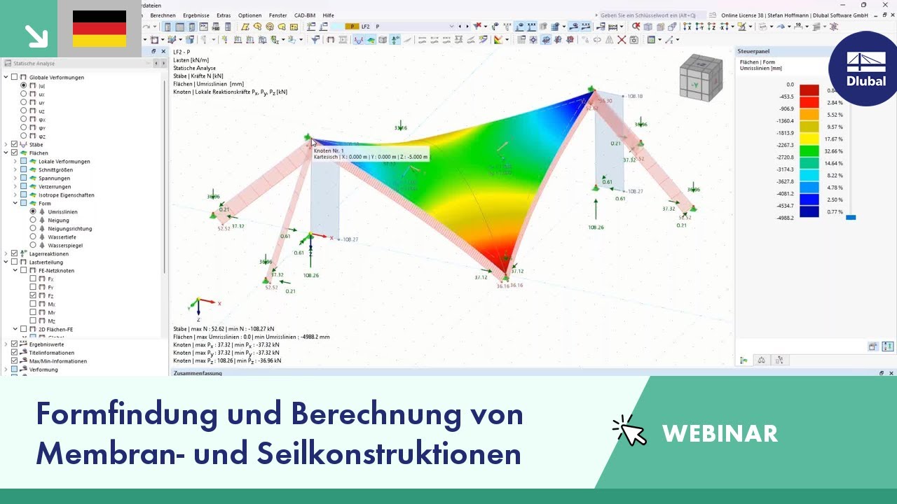 Formfindung und Berechnung von Membran- und Seilkonstruktionen in RFEM 6