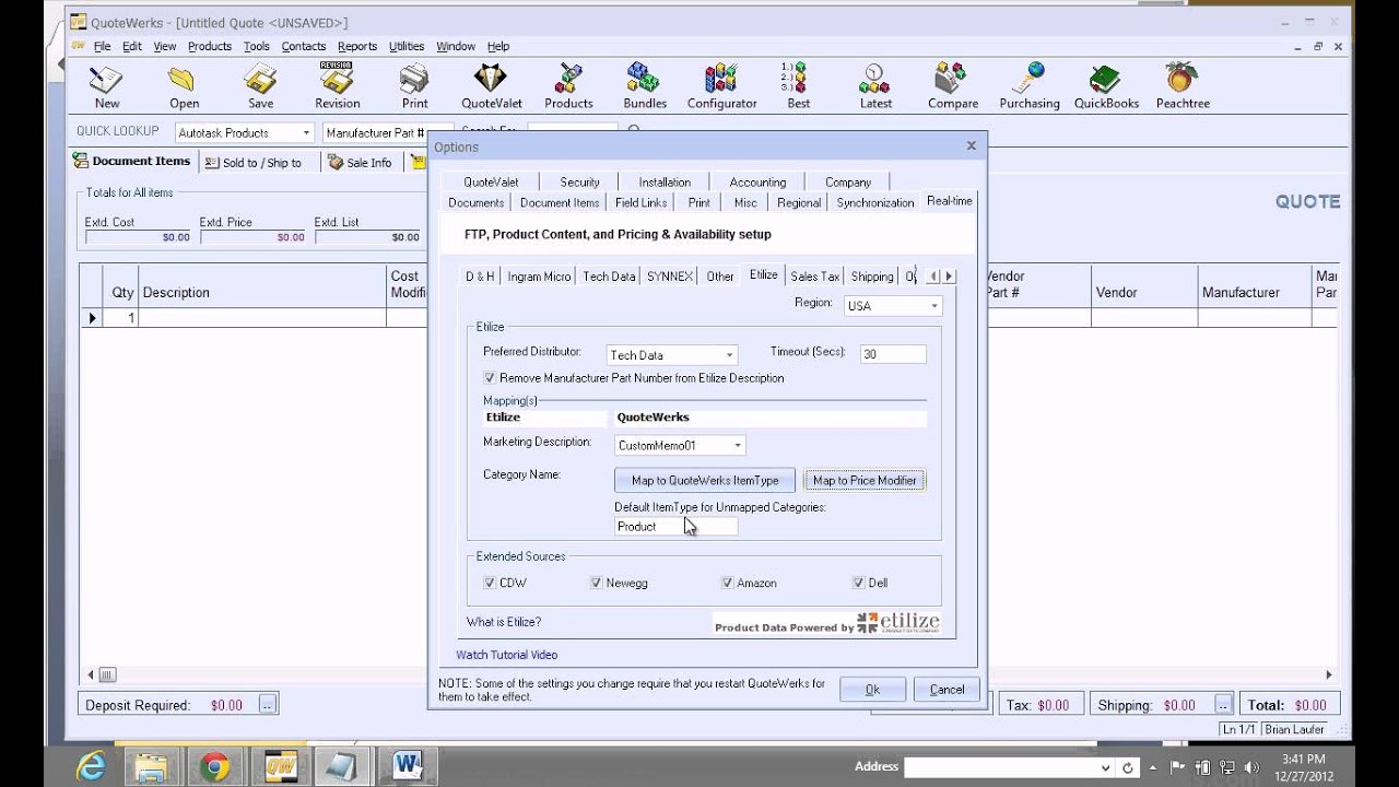 QuoteWerks - Setting up the Real-time Module and Product Content Subscription (powered by Etilize)