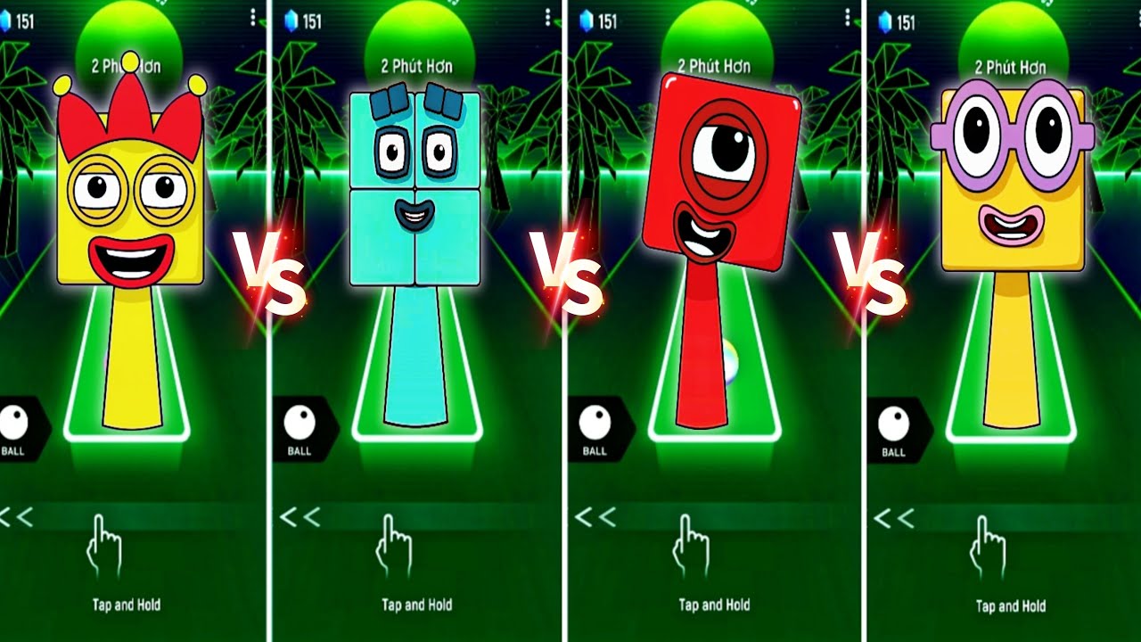 SPRUNKI OC FROM NUMBERBLOCKS  3️⃣🆚4️⃣🆚1️⃣🆚2️⃣ COFFIN DANCE SONG IN TILES HOP