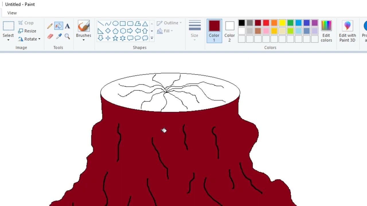 How to Draw an Old Tree Stump in Microsoft Paint |ترسیم کنده درخت قدیمی در مایکروسافت پینت