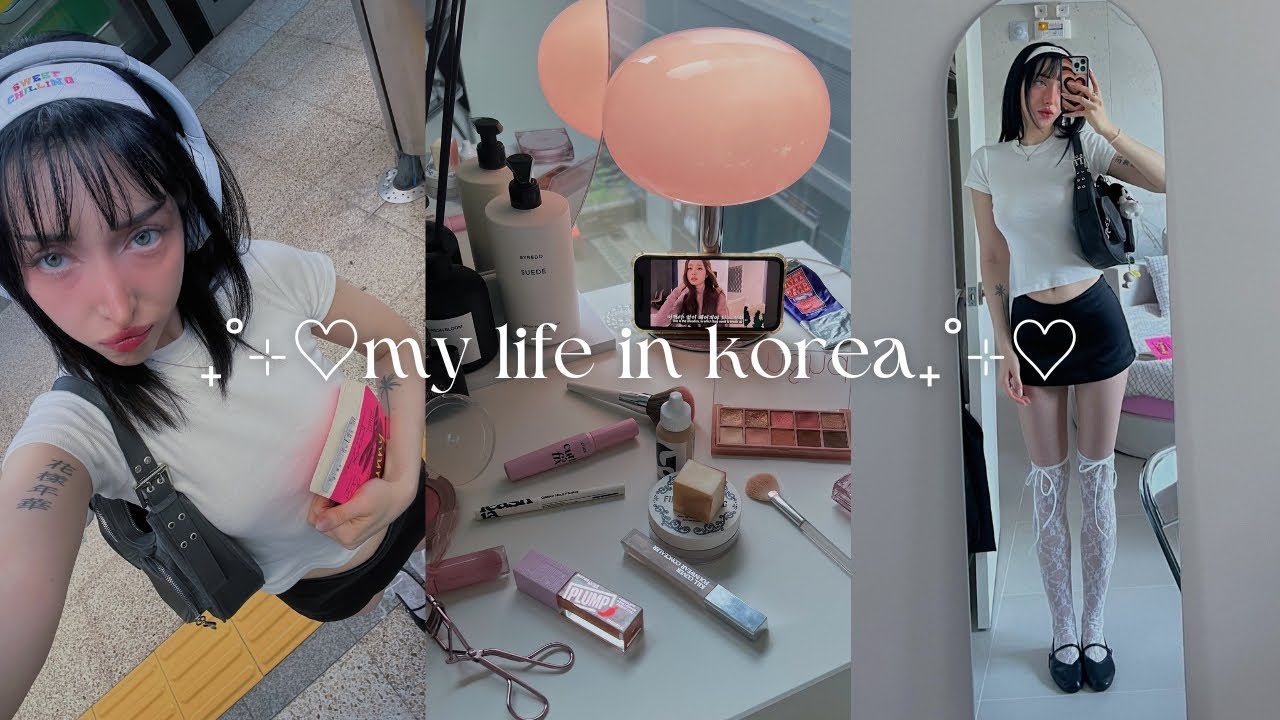 KOREA VLOG 🎀🎧 going on a first date, olive young, new hair, coquette core, my diet, cafe work 브이로그