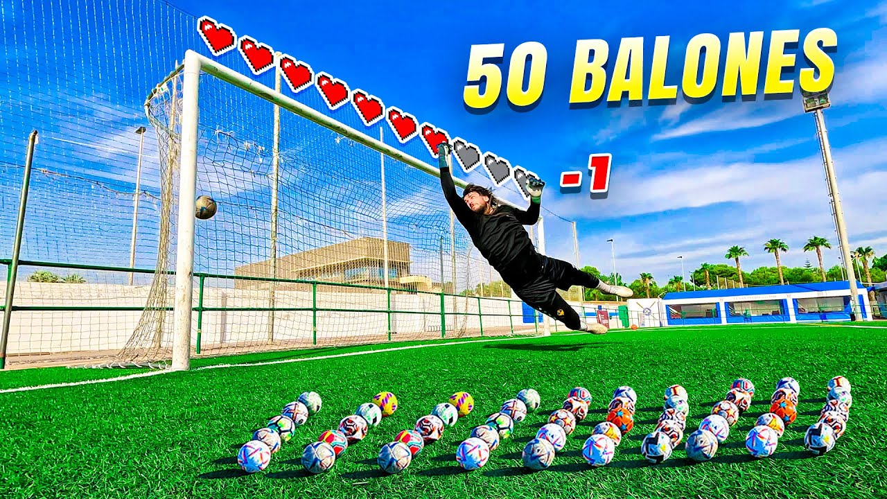 ⚽ 50 BALONES ⚽ *3 PORTEROS* 😱 &iexcl;Retos de F&uacute;tbol!