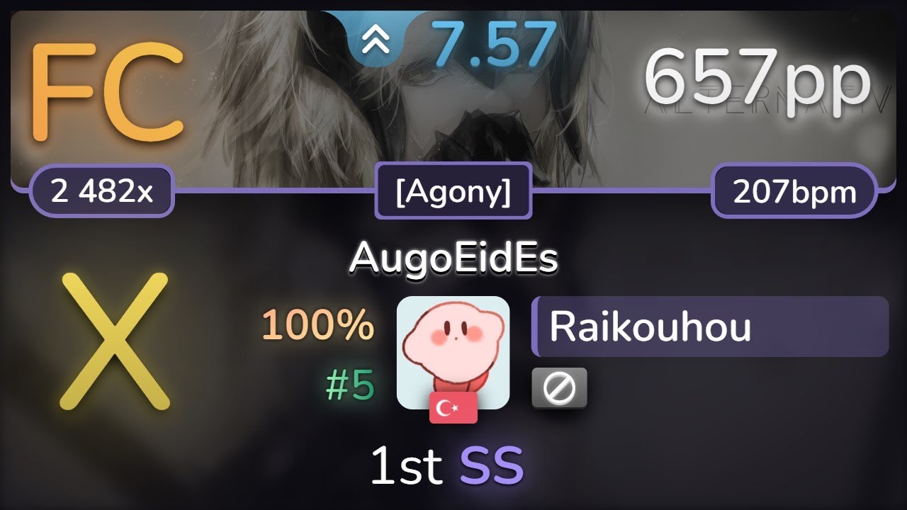 7.6⭐ Raikouhou | DystopiaGround - AugoEidEs [Agony] SS (#5 657pp FC) - osu!