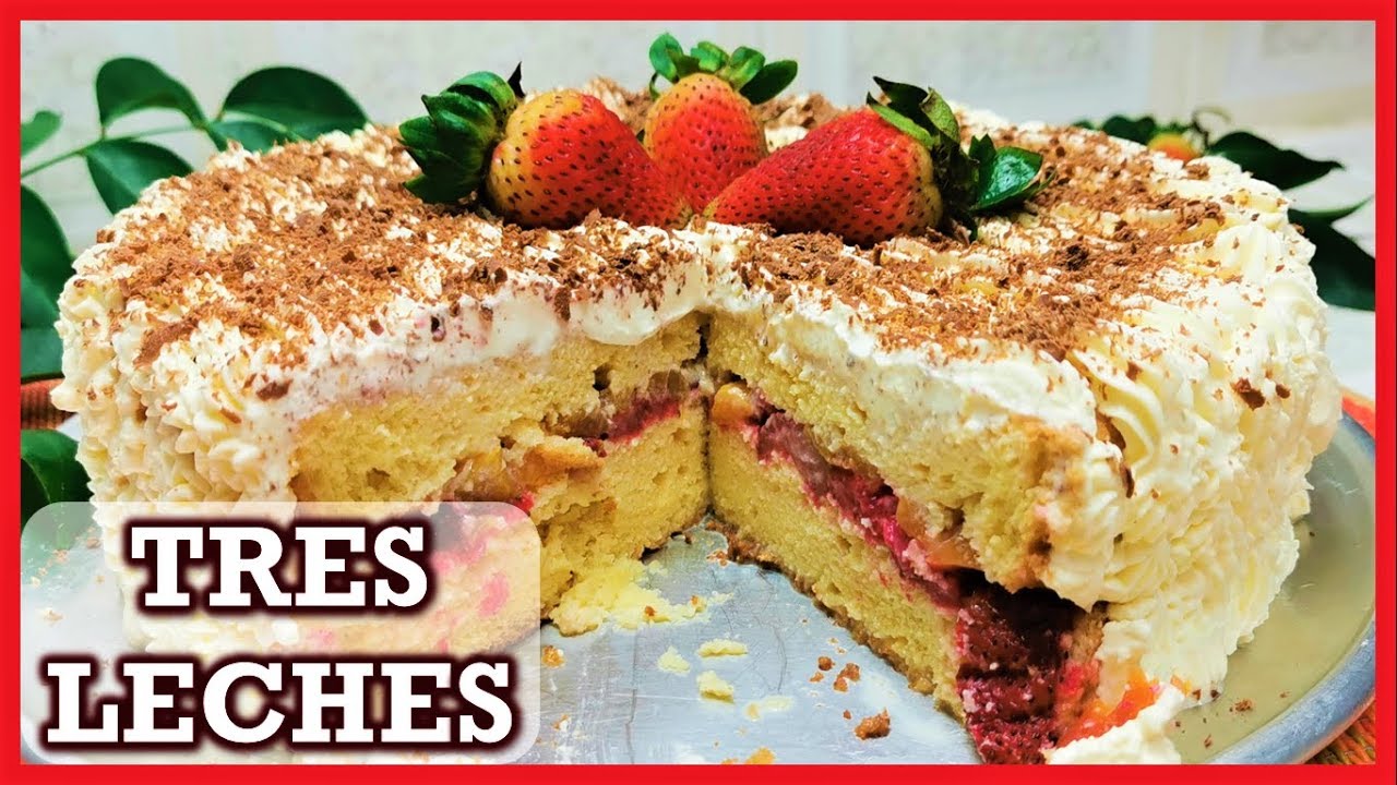 torta genovesa rellena de frutas- como hacer tortas caseras - torta tres leches facil y rapido