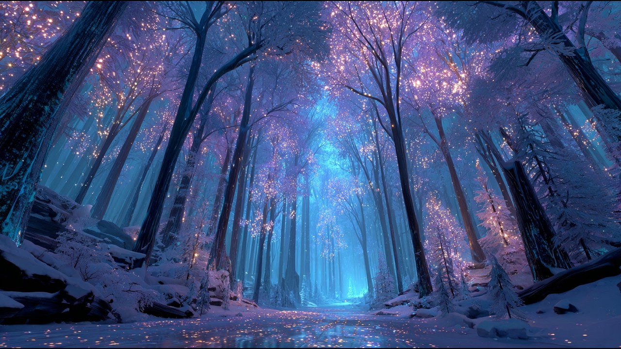 Enchanted Palace Garden to Magical Forest ❄️ Calm Cinematic Music at Night