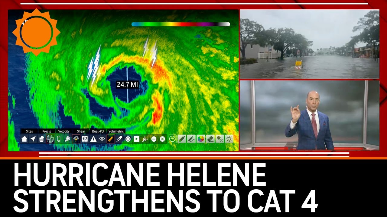 CAT 4: Hurricane Helene With Lightning in Eye on Radar