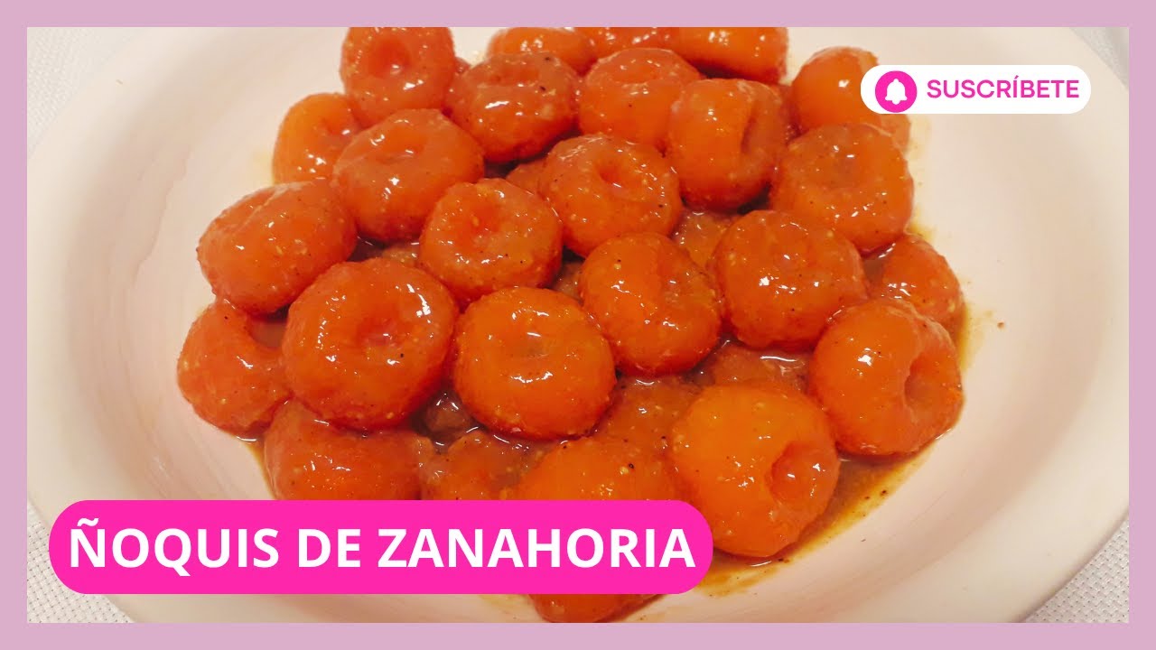 Ñoquis de zanahoria en salsa, un aperitivo muy original que sorprende.