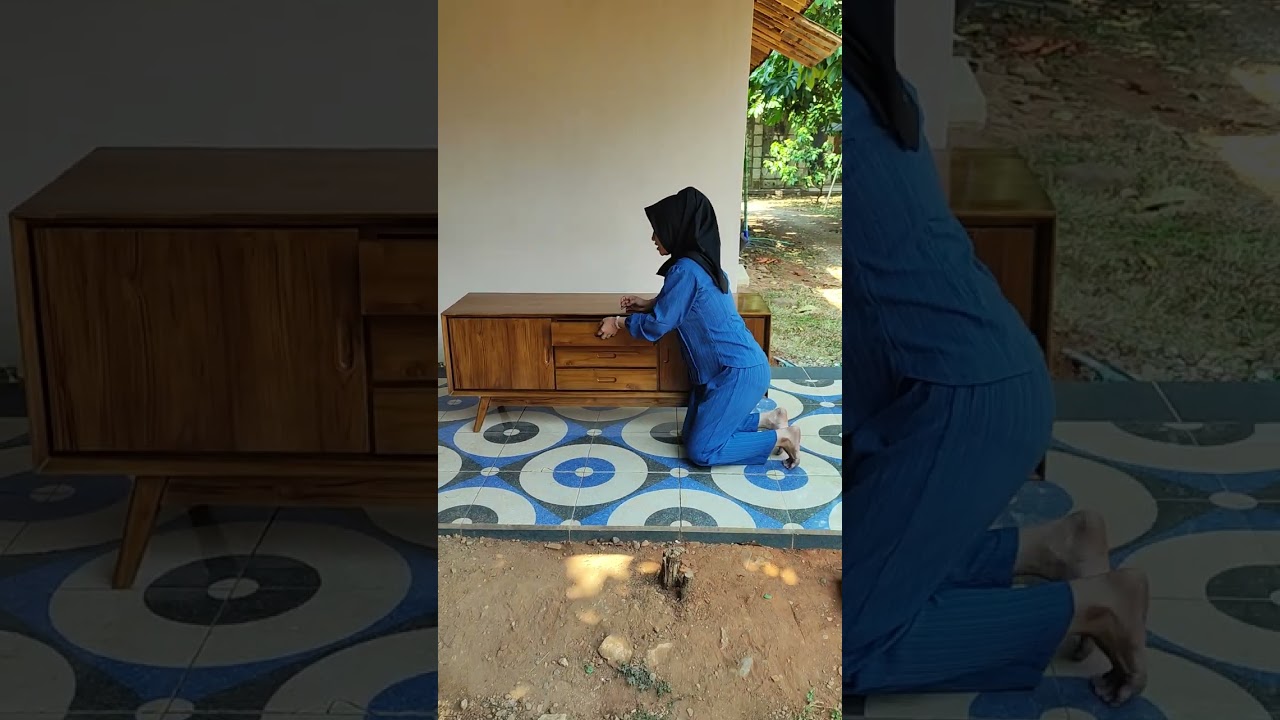 Bufet Tv Minimalis Modern Retro Terbaru Full Kayu Jati Furniture Jepara