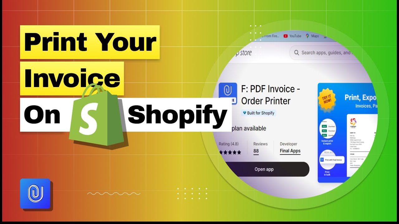 How to print your invoice on #shopify |How to install  PDF invoice - order printer app to your store