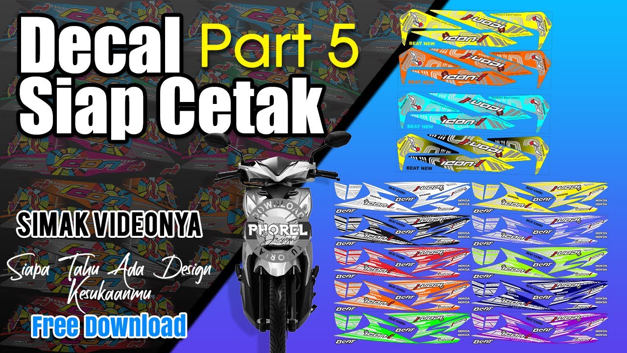 Free Decal Siap Cetak Part 5️⃣  🟢 Format Cdr X7 Icon Honda Beat