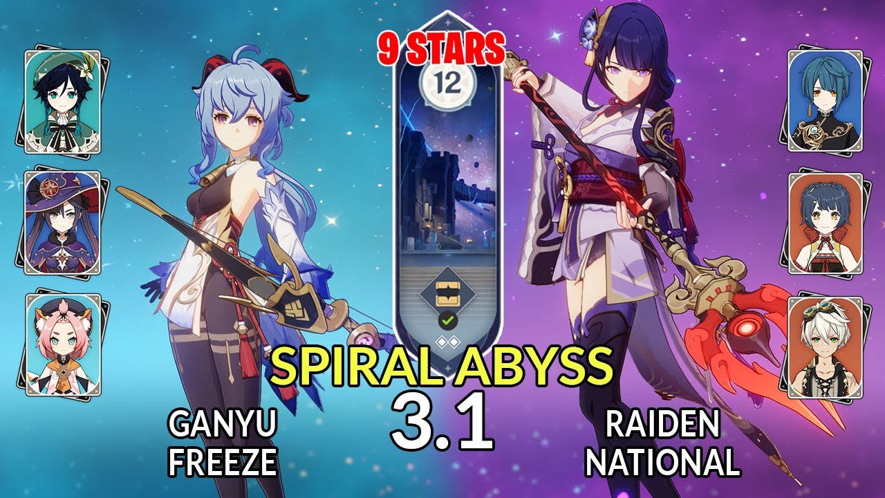 Ganyu Morgana & Raiden National | 3.1 Spiral Abyss Floor 12 - 9 Stars | Genshin Impact
