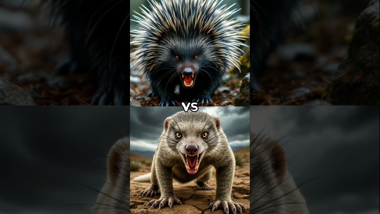 Mongoose vs. other wild animals (honey badger, skunk, porcupine) #shorts #vs #animals #battle