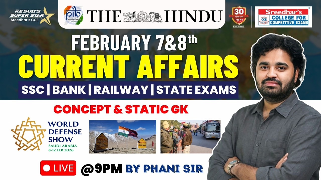 🔴Live | Daily Current Affairs in Telugu | February 8 & 9th | Latest & Important News | PHANI SIR