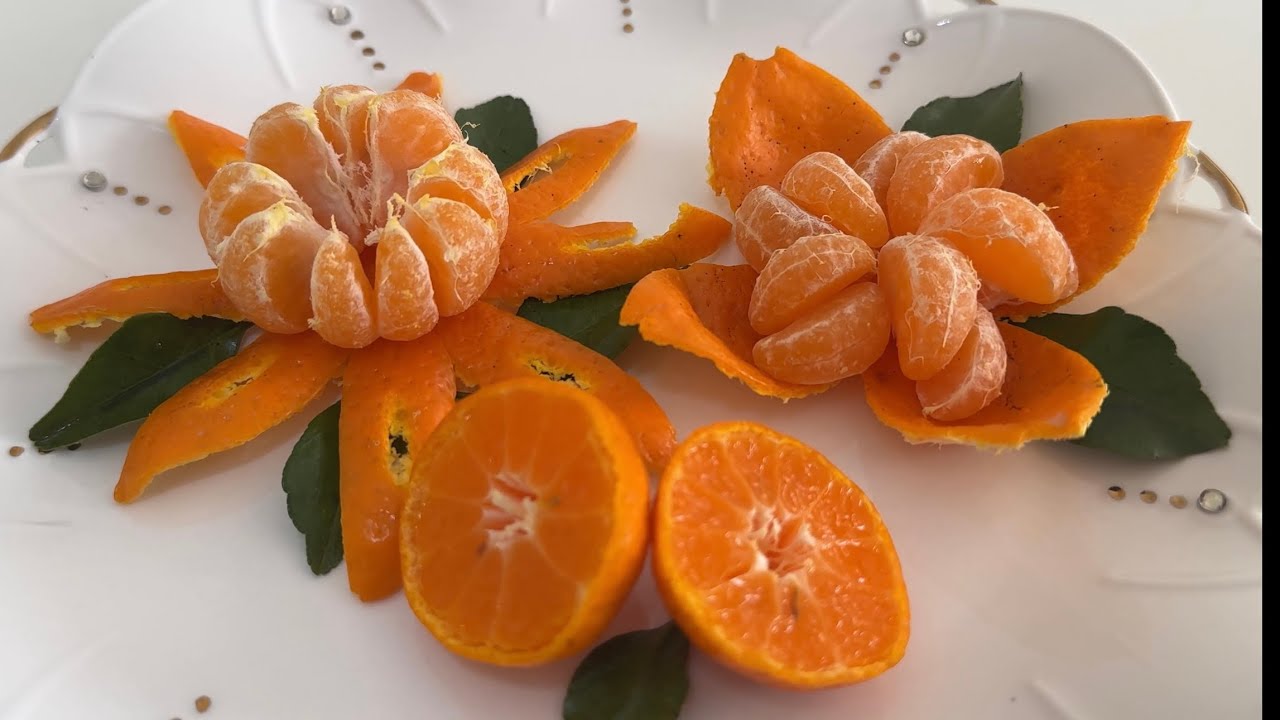 😍 Всего 3 мандарина и какая красота! #фуршет #фруктоваянарезка #подача