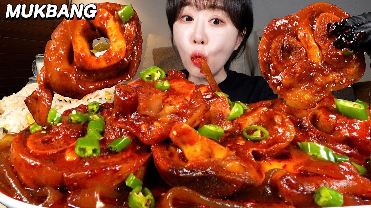 💗역대급 맛있었던 매운 우족찜..🤤🔥계란주먹밥, 동치미랑 먹방 Spicy braised beef feet, Egg rice balls, Dongchimi MUKBANG