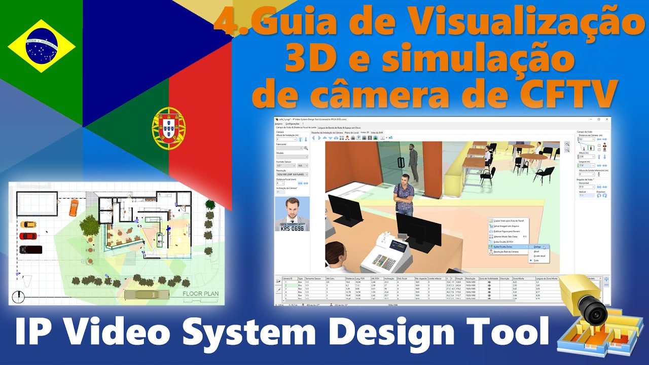 Parte 4: Guia de Visualização 3D e simulação de câmera de CFTV. Software para design de CFTV