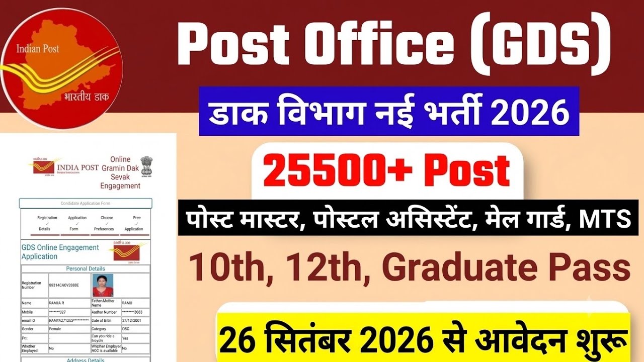 Post Office Recruitment 2026 | India Post GDS Recruitment 2026 #postofficerecruitment2026