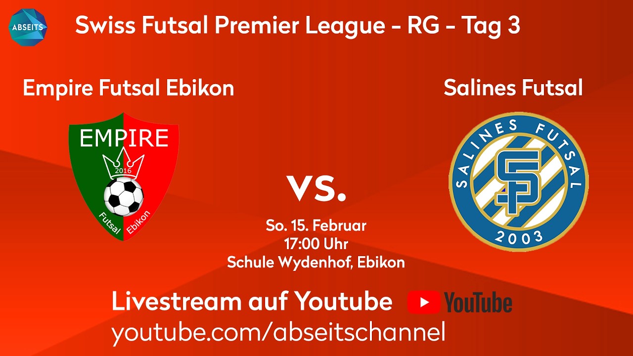 Empire Futsal Ebikon vs. Salines Futsal | Swiss Futsal Premier League -RG - Tag 3 | 15.02.2026