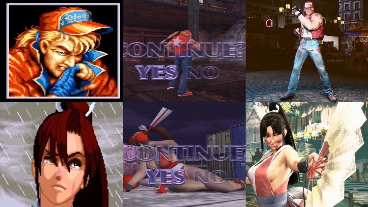 Evolution of Terry Bogard & Mai Shiranui's Game Over / Retry Portraits & Animations! (1991-2025)