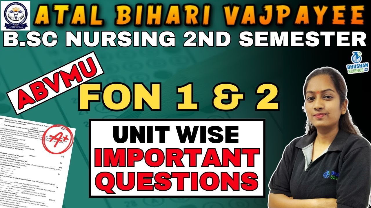 NURSING FOUNDATION Important Question | BSc NURSING 2ND SEMESTER | ABVMU BSC NURSING 2024