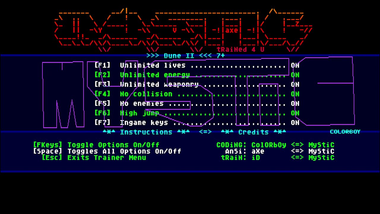 Dune II +7 Trainer by Mystic (Amiga)