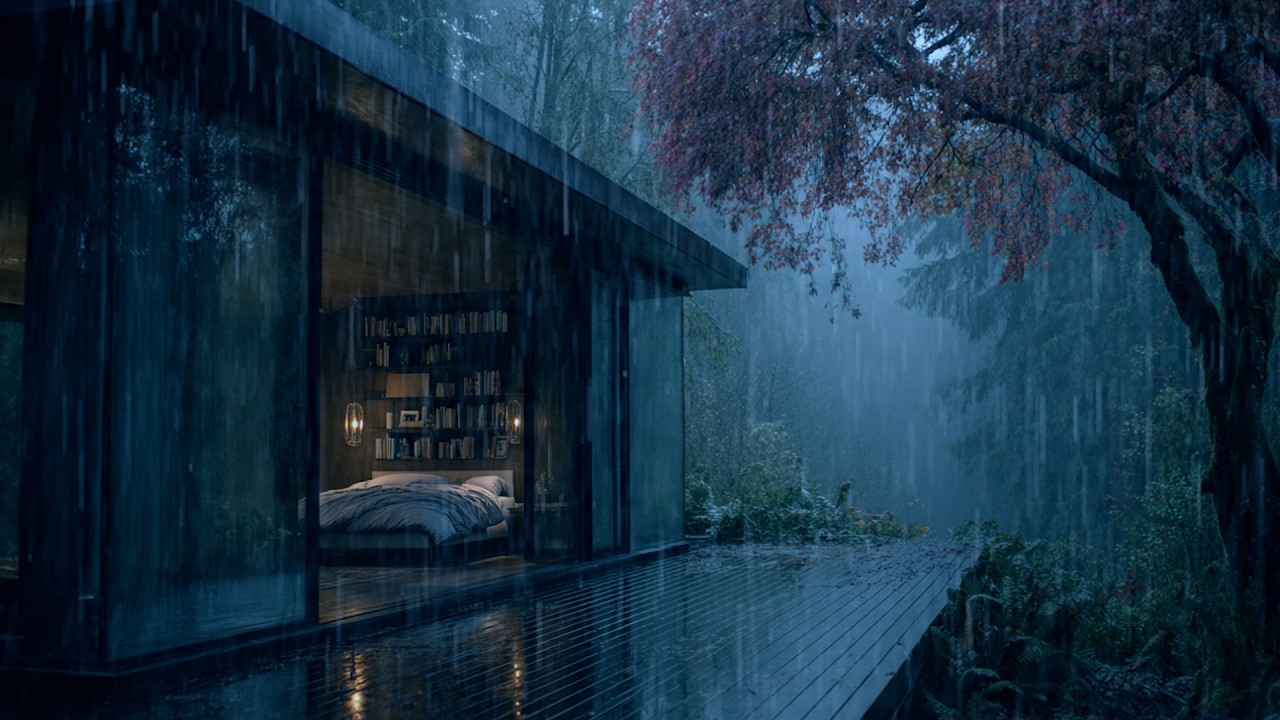 Best Rain Sound for Sleep🌧️| Rain on a warm cabin deep in the forest🌲