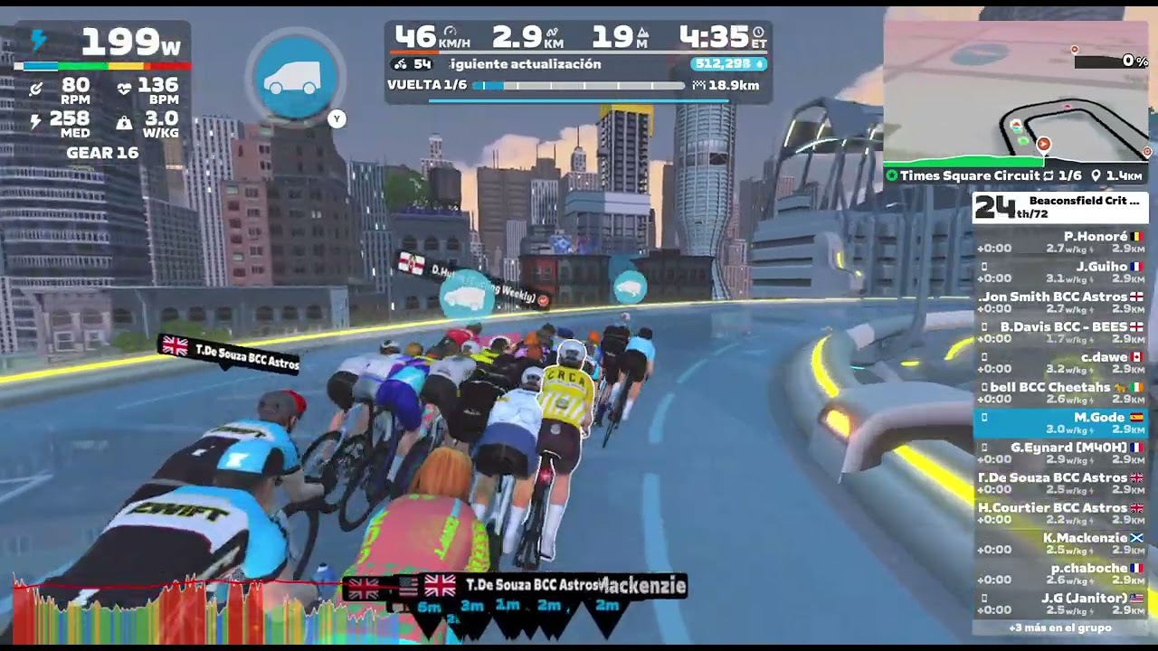 Zwift - Race: Beaconsfield Crit Club (A) on Times Square Circuit in New York