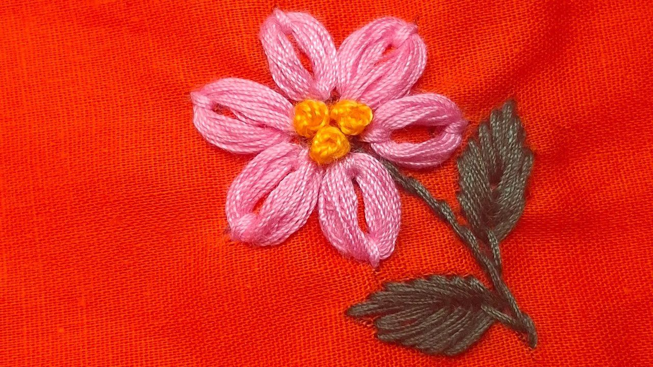 Hand Embroidery Flower🌷Design for Beginners.হাতের কাজের সুন্দর ডিজাইন।