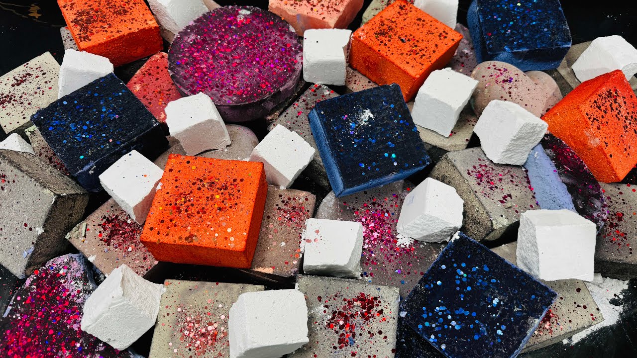 Dusty Variety Chalk ASMR Crush Video |  Oddly Satisfying Chalk ASMR Block 