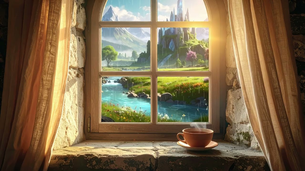 Peaceful Spring Window | Medieval Castle Ambience with Soft Relaxing Music