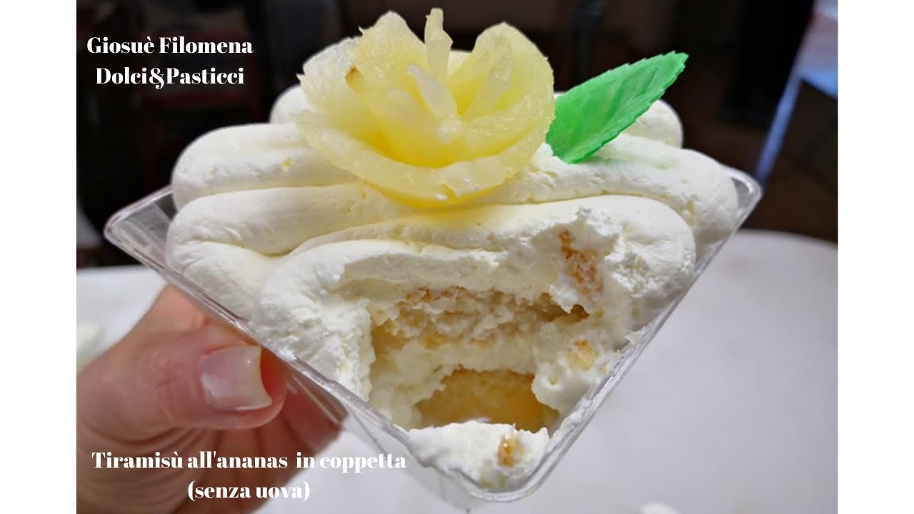 Tiramisù all'ananas in coppetta senza uova