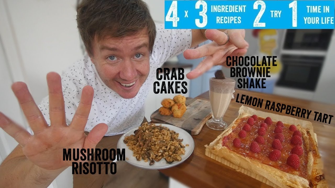 Make a 3 Course Meal & a drink with 3 Ingredients each | Ft Brownie Milkshake