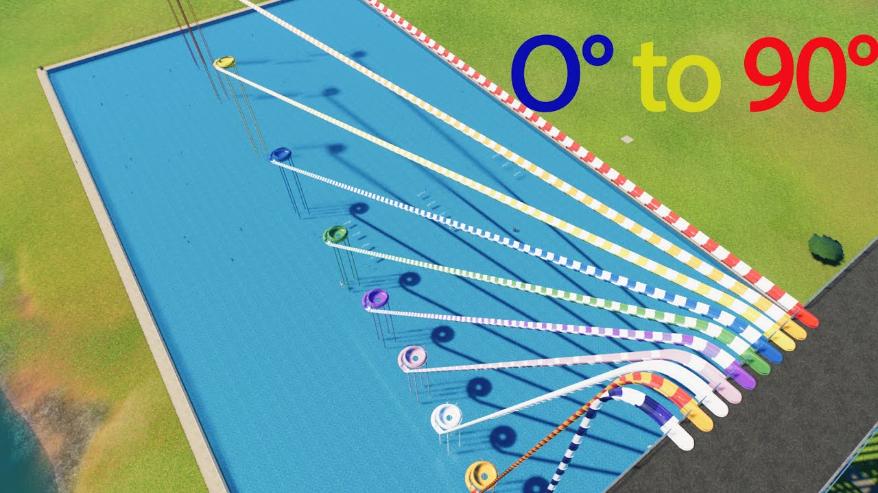 Challegen: 0° to 90° Plug Hole Water Slides - Planet Coaster 2 - Funny
