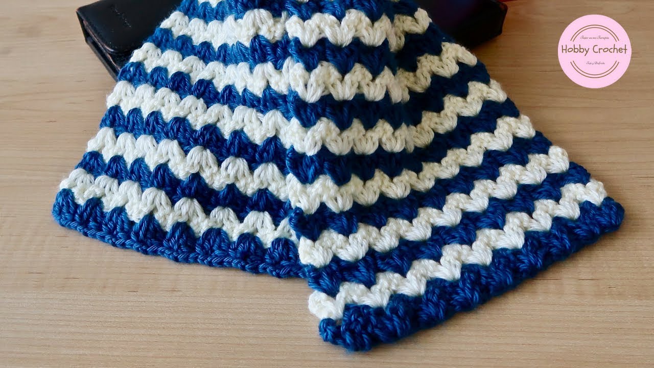 Bufanda a crochet para Papá, paso a paso(Versión diestra)