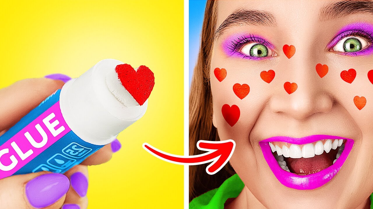 4K TV CRAZY TIPS TO BRING MAKEUP TO CLASS 💄 MUST TRY HACKS BY 123 GO! FOOD