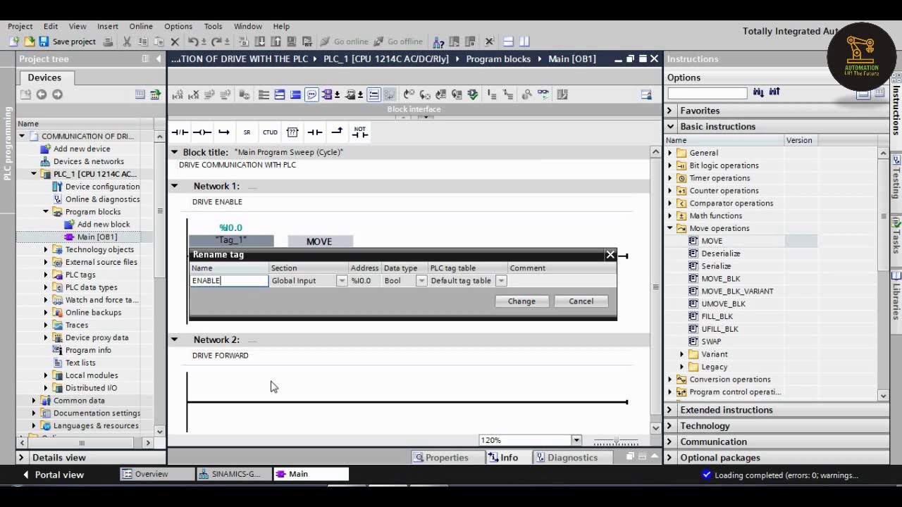 PLC to DRIVE Communication (TIA PORTAL V-13)plc#siemens#tia #robotics #scadaprogramming #wincc