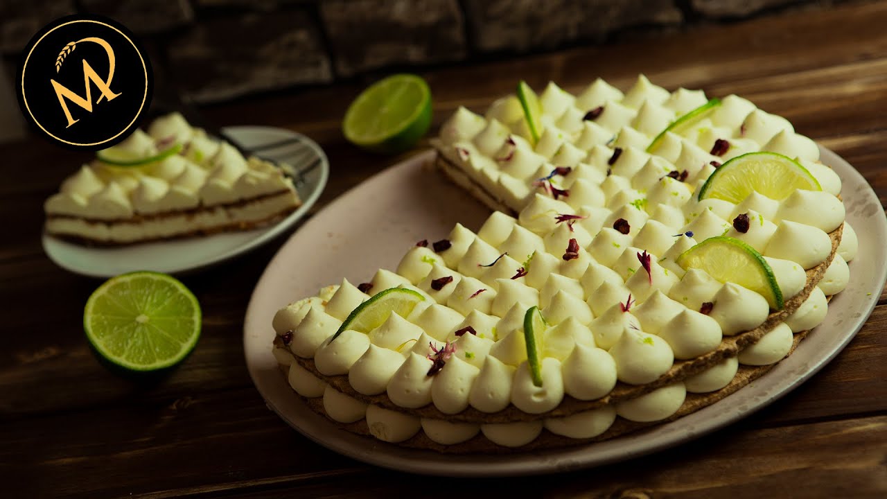 Limetten Torte mit Knusperboden