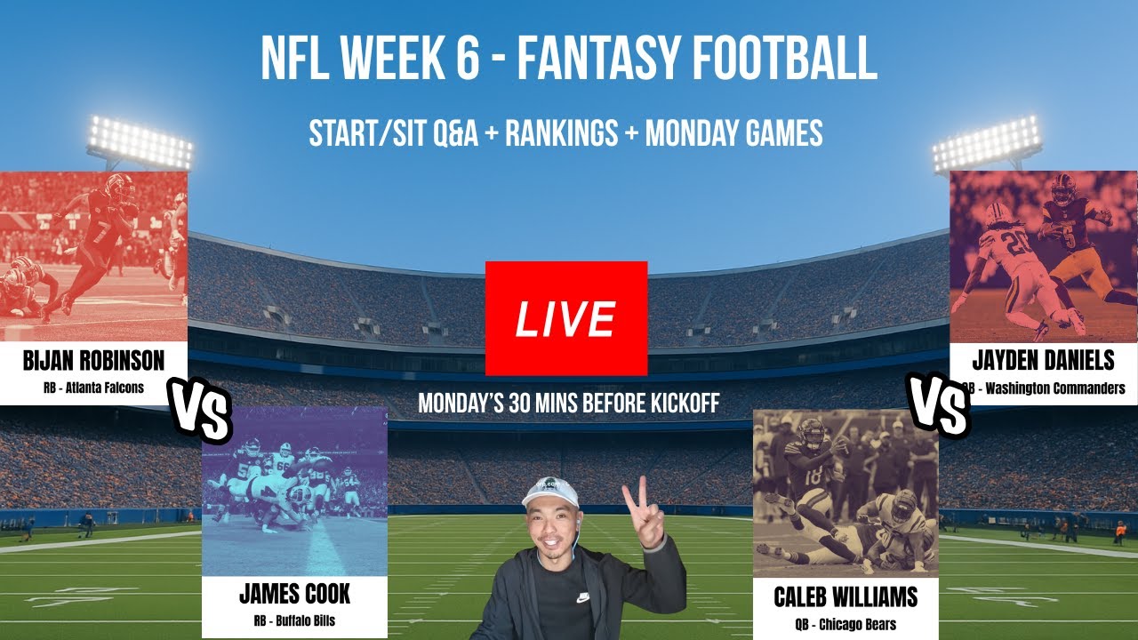 Fantasy Football LIVE NFL Week 6 | Q&A + Rankings +  Bills vs Falcons + Commanders vs Bears