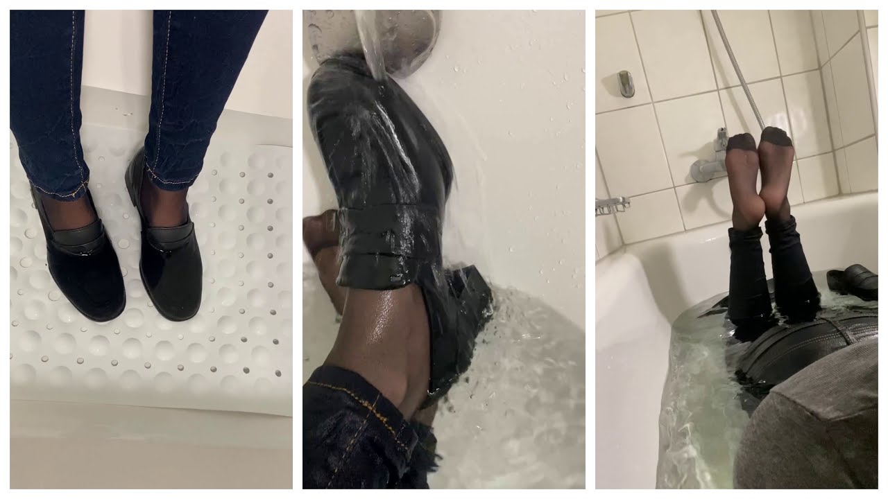 wetlook | wet jeans | wet shoes | fully clothed wetlook in jeans, top, shoes and pantyhose