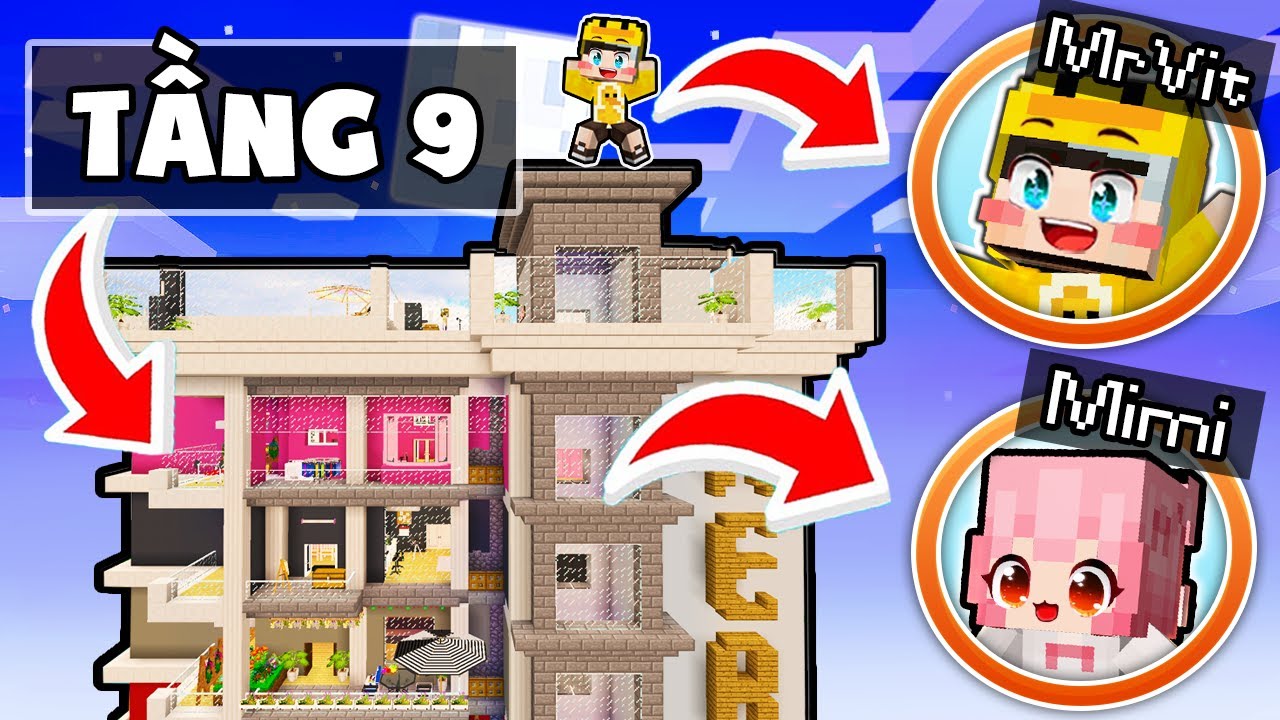 MrVit tặng Mimi TV tầng 9 của Gaming House Hero Team !! Trang trí nhà Thành Viên Mới trong Minecraft