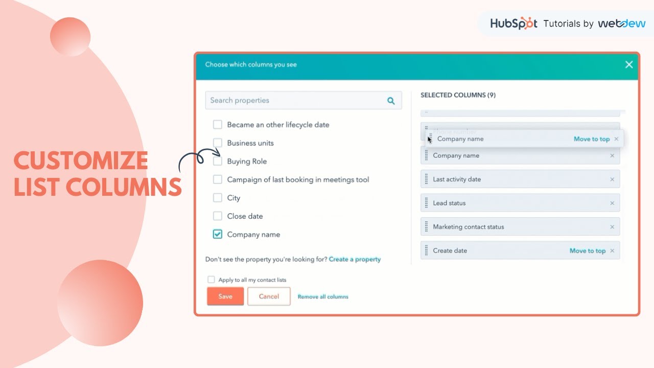 How-to customize list columns in HubSpot.