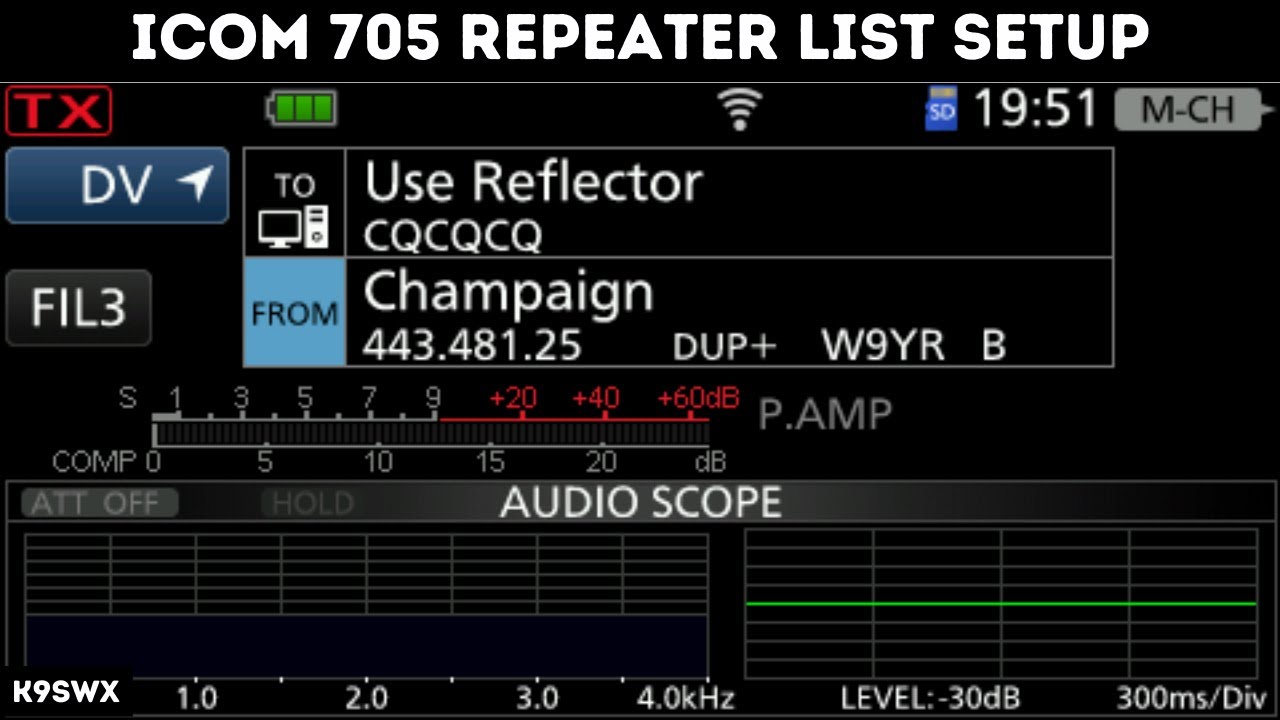 Настройка списка ретрансляторов Icom IC-705