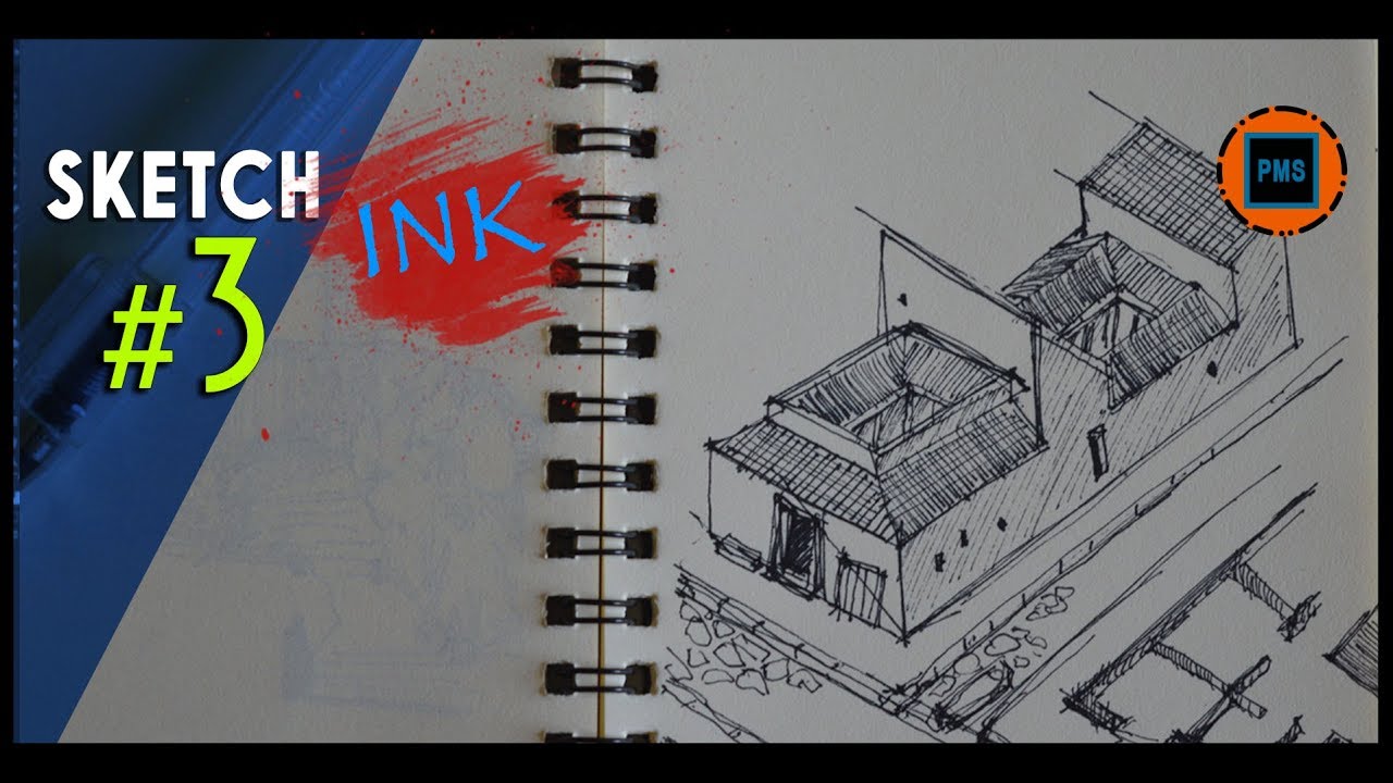 The Roman house, called Domus. Sketch on paper.