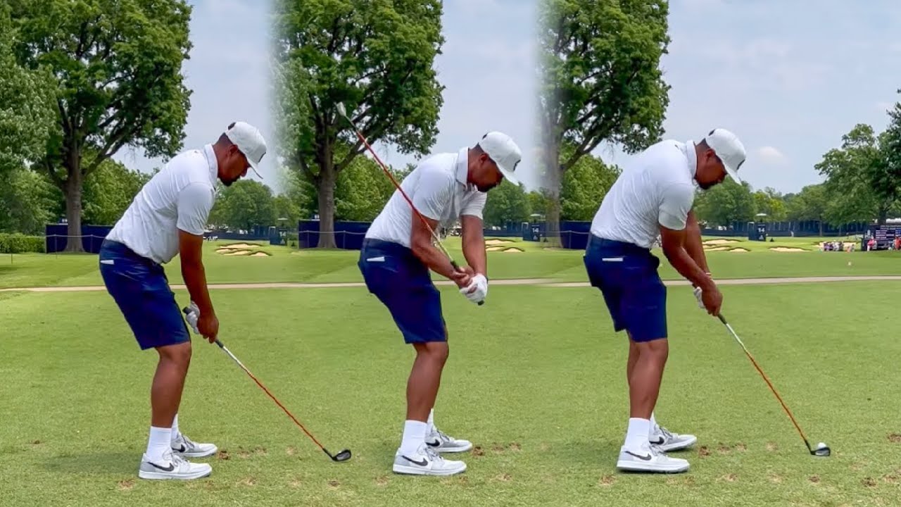 Tony Finau Golf Swing 2022 - Iron Swing DTL - Slow Motion
