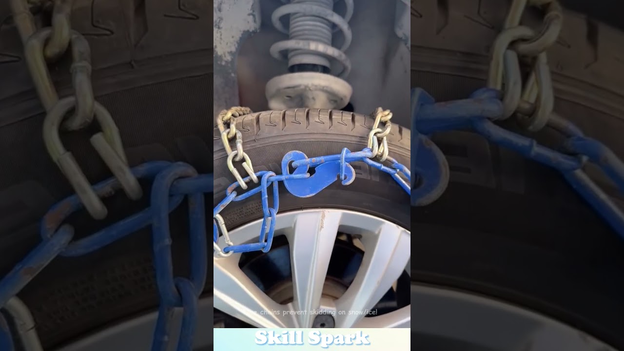 Tire chains prevent skidding on snow/ice! #cars  #antislip  #tires