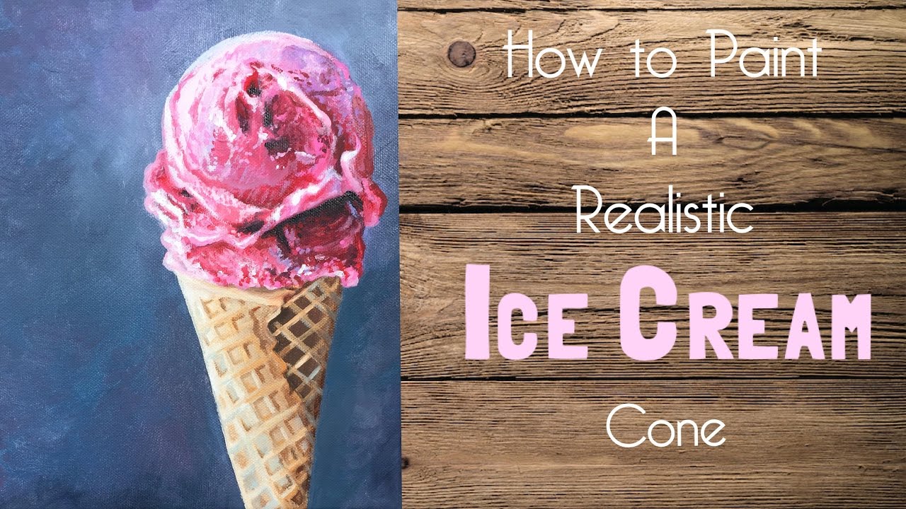 Ice Cream Cone Acrylic Painting Tutorial - By Artist, Andrea Kirk | The Art Chik