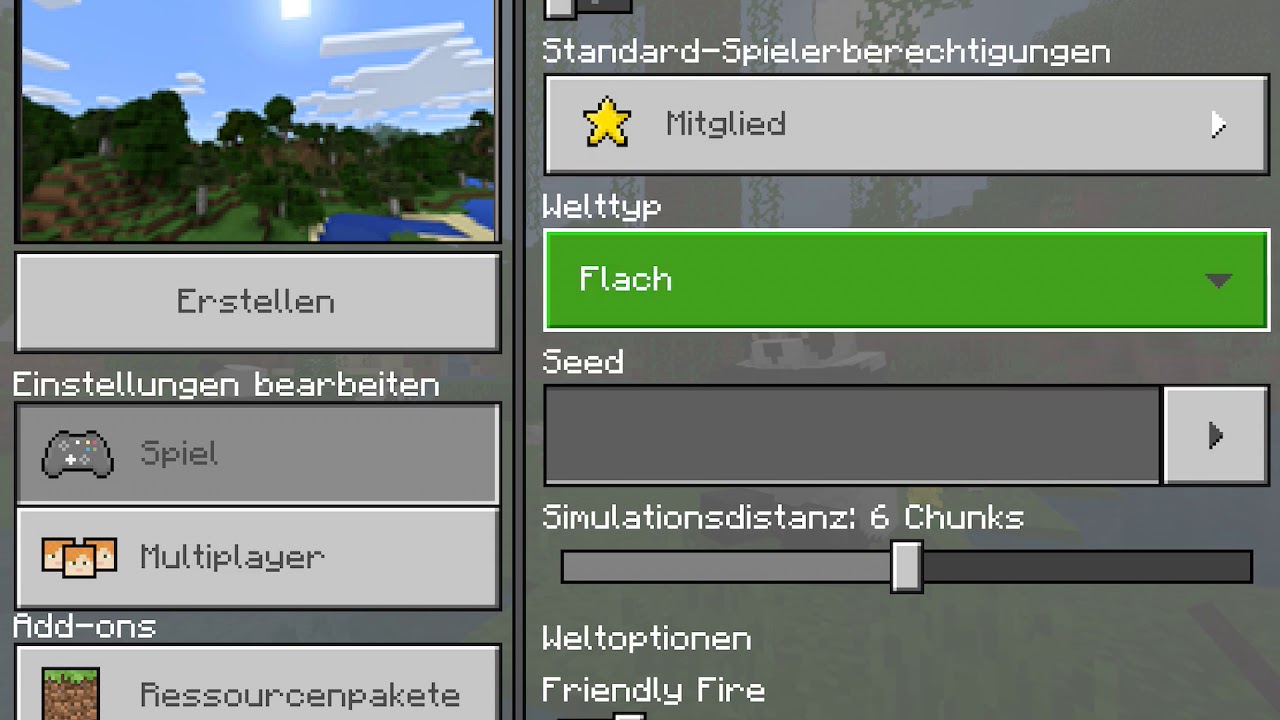 Flache Welt erstellen