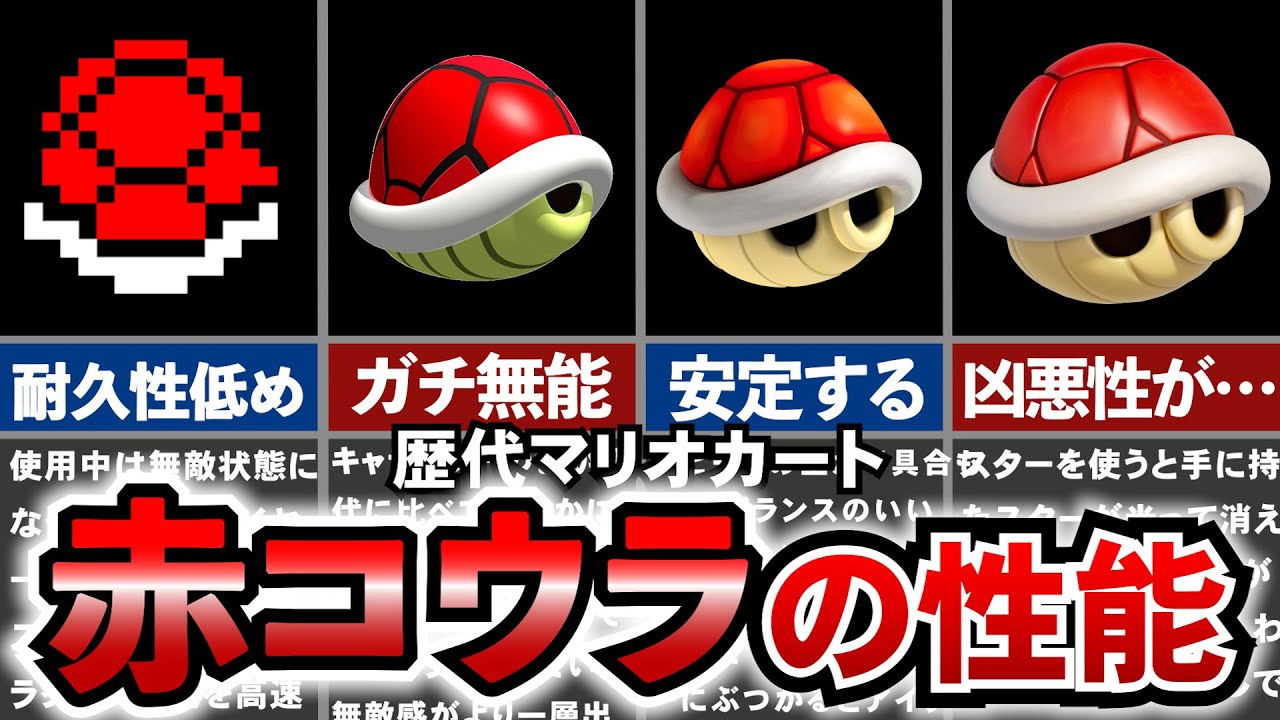 【歴代マリオカート】昔は無能過ぎた…！マリオカートのあかコウラ性能進化の軌跡