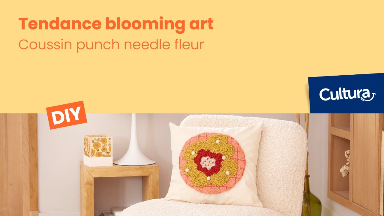 Réaliser un coussin punch needle fleur