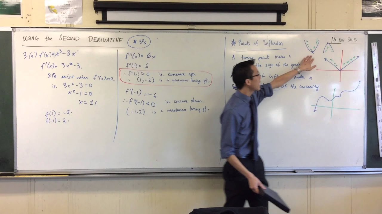 Using the Second Derivative (2 of 5: Turning Point vs Stationary Point analogy)